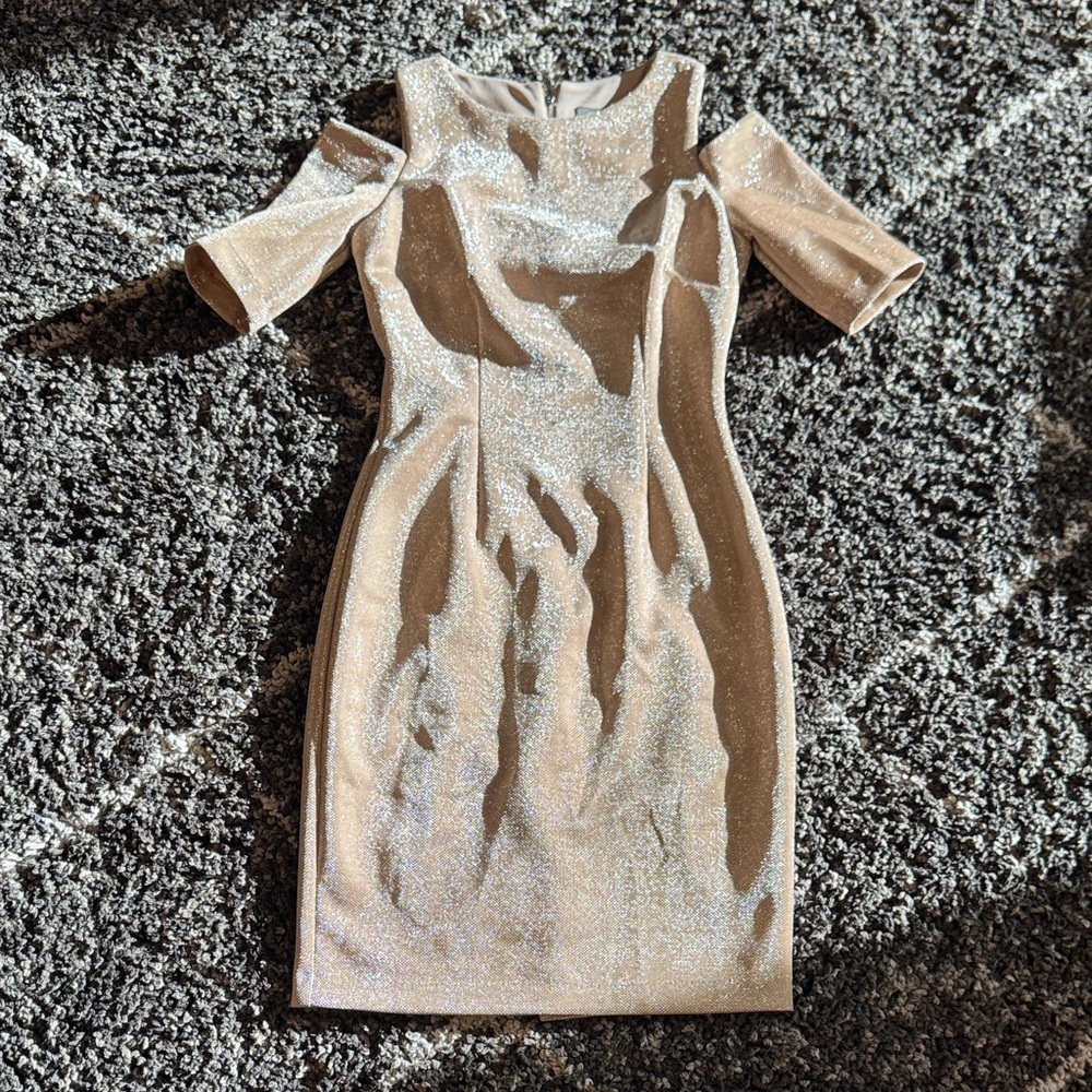 Vince Camuto Shimmering Gold Mini Dress